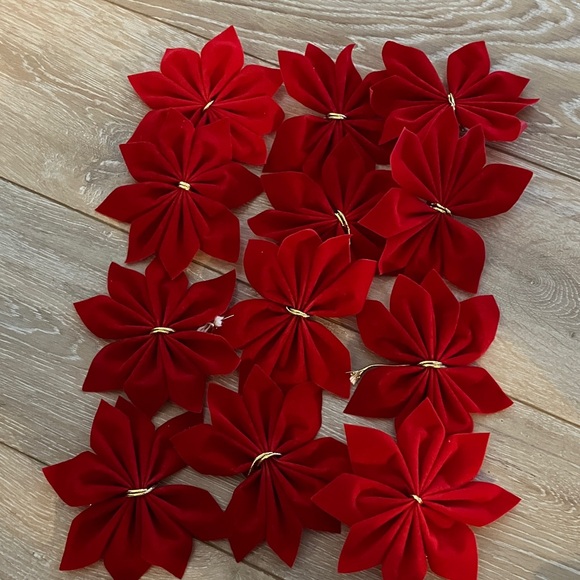 Lot of Christmas poinsettias-red fabric/felt like - Picture 4 of 5